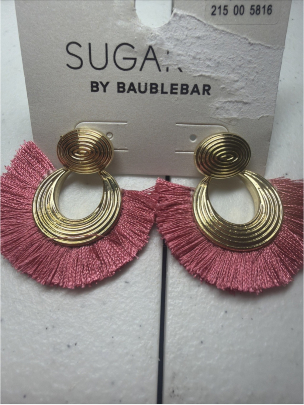 NEW SUGARFIX by BaubleBar Threaded Circle Statement Earrings- Pink